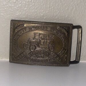 Vintage Henry Ford Belt Buckle Brass Model T Automobile Detroit Michigan